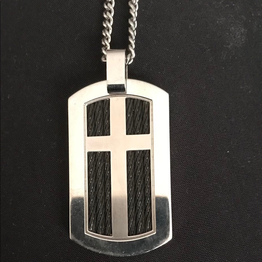 MENS DOGTAG CROSS STAINLESS STEEL